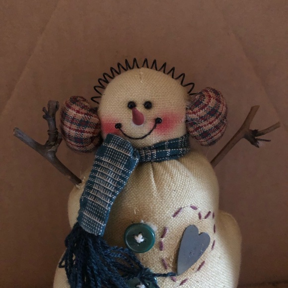 Primitive COUNTRY LACE Tea Stained Snowman Christmas Decor 6” - Picture 2 of 9